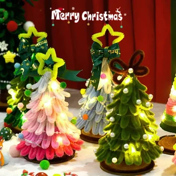 DIY עבודת יד עץ חג המולד חג המולד מנקי מקטרות מלאכה ערכת ניקוי צינור אספקת חבילת קישוטי חג המולד מתנות
