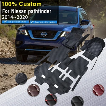 המכונית מחצלות על ניסן Pathfinder R52 7seat 2014~2020 אוטומטי נגד לכלוך משטח עור שטיח שטיחים משטח הפנים חלקים אביזרי רכב